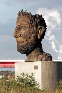 Echo of Poseidon, sculpture by sculptor Markus Lüpertz, Mercatorinsel, Ruhrort, Duisburg, North