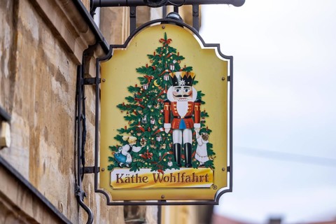It's Christmas all year round in Käthe Wohlfahrt's souvenir shop. Bamberg, Upper Franconia,