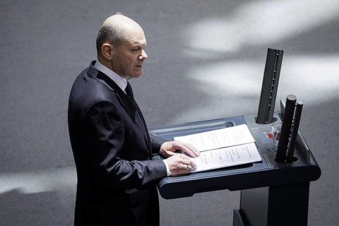 Olaf Scholz, Federal Chancellor, recorded as part of the government statement on the European