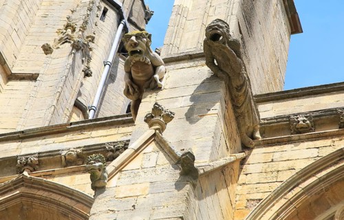 Gargoyles on Ely cathedral church, Ely, Cambridgeshire, England, UK
