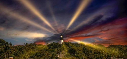 Evening atmosphere at the lighthouse Key West Florida USA