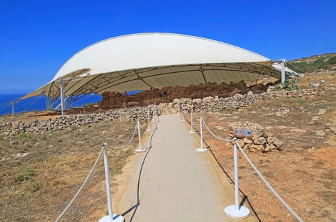 Mnajdra neolithic megalithic prehistoric temple complex site, Malta, Europe