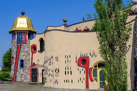Altenrhein Market Hall, by Friedensreich Hundertwasser, architecture, Lake Constance, Canton of St.