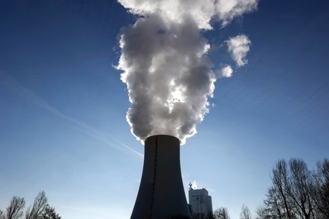 Cooling tower of KNG, Kraftwerks- und Netzgesellschaft mbH. The coal-fired power plant generates