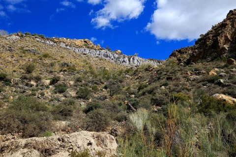 Countryside landscape, near Huebro, Ruta del Agua, Sierra Alhamilla mountains, Nijar, Almeria,
