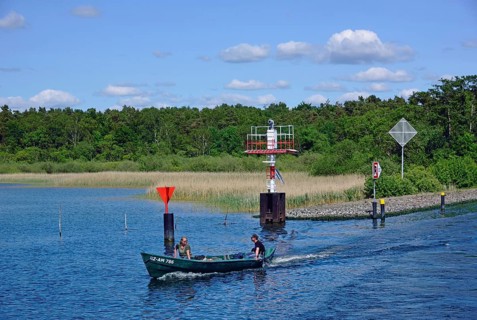 Europe, Germany, Mecklenburg-Western Pomerania, fishing boat on the Elde-Müritz waterway, small