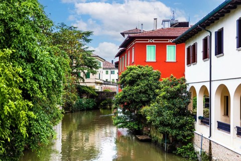 By the river Lemene, medieval old town, Portogruaro, Veneto, Friuli, Italy, Portogruaro, Veneto,