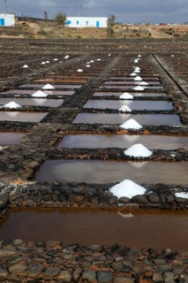 Evaporation of sea water in salt pans, Museo de la Sal, Salt museum, Las Salinas del Carmen,