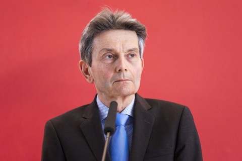 Rolf Mützenich, SPD parliamentary group leader, recorded as part of a press statement in front of