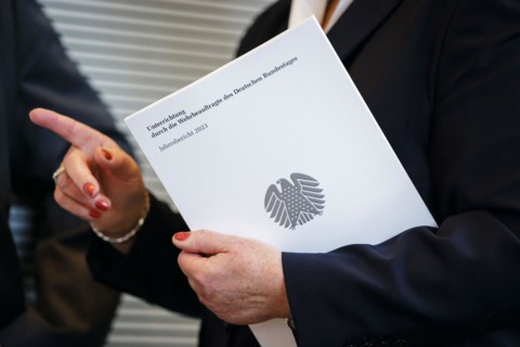 Eva Högl, Parliamentary Commissioner for the Armed Forces, holds her 2023 Annual Report in her