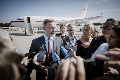 Christian Lindner (FDP), Federal Minister of Finance, photographed during a press statement in