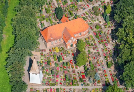 Aerial view, Church of St Severini, Vierlanden, Kirchwerder, Hamburg, Hamburg, Germany, Europe