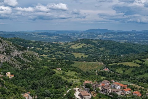 Roccamandolfii in the hilly landscape of the Isernia region. Molise, Italy, Southern Europe, Europe