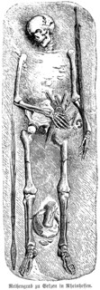 Complete skeleton from the cemetery of Selzen, a row cemetery from the Merovingian period, grave