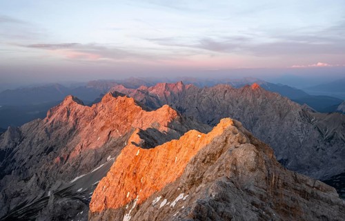 Impressive rocky mountain landscape, steep mountain ridge, Jubiläumsgrat with Alpspitze, mountain
