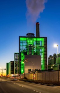 The Lausward combined heat and power plant in Düsseldorf, gas and steam turbine power plant,