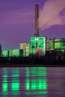 The Lausward combined heat and power plant in Düsseldorf, gas and steam turbine power plant,