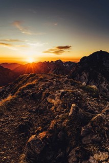 Sunrise hiking tour on the Säuling in the Allgäu in Bavaria, Germany, Europe
