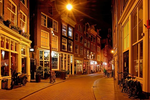 Zeedijk popular street with many restaurants, historic city centre, near red light district,