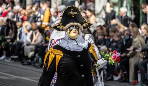 Participants dressed up as jesters from the guest canton of Schwyz, jesters' symposium of the