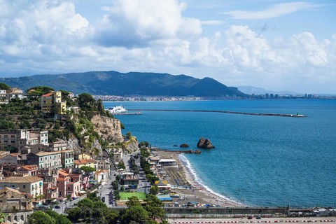 Port in Salerno from Vietri sul Mare, Amalfi Coast, Salerno, Campania, Italy, Europy, Europe