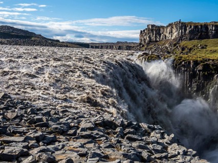Waterfall Dettifoss, east side, Iceland, Europe