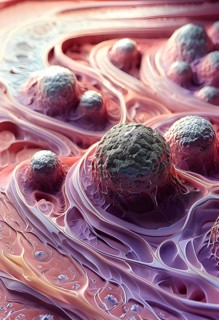 Three dimensional render of metastasis of cancerous tumor, AI generated