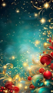 Abstract wallpaper illustration of Christmas symbols for gift cards, swirling shapes and lines, in