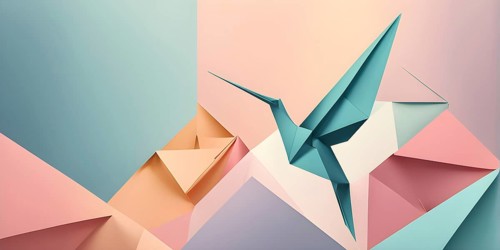 Abstract origami bird wallpaper illustration, AI generated