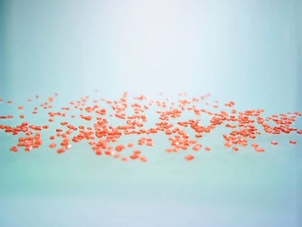 Red-coloured rock candy as a sprinkle decoration for decorating ice cream, cakes and muffins,
