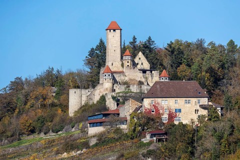 Hornberg Castle, castle of the knight Götz von Berlichingen. Landmark of Neckarzimmern and one of