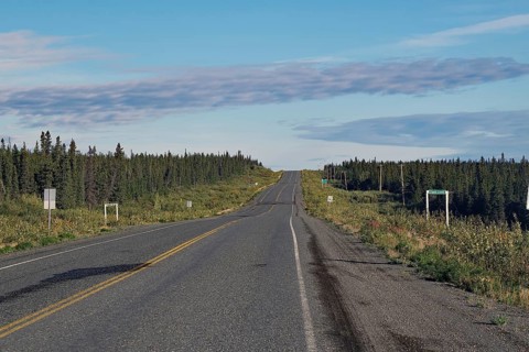 Endless road without traffic, forest, wilderness, Alaska Highway, Yukon Territory, Canada, North