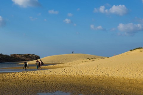 Sand dunes and blue sky, Praia da Bordeira, Carrapateira, Algarve, West Coast, Atlantic Ocean,