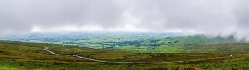 Panorama of Farms and Fields from Hartside Pass, North Pennines, Cumbria, Durham, Northumberland,