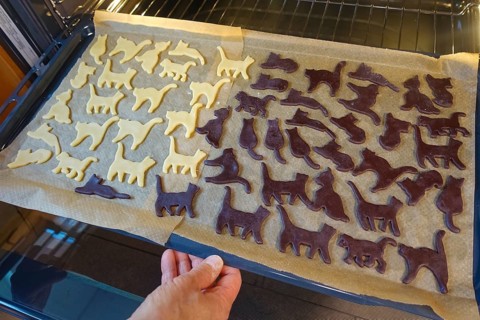 Swabian cuisine, Swabian Christmas biscuits, preparation of Ausstecherle, shortbread biscuits, cat