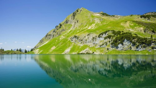 Seealpsee and Seeköpfel, 1919m, Allgäu Alps, Allgäu, Bavaria, Germany, Europe