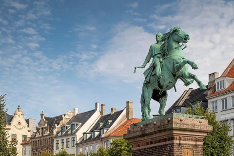 Monument, bronze sculpture, equestrian statue of Absalon of Lund, Bishop of Roskilde, by Vilhelm