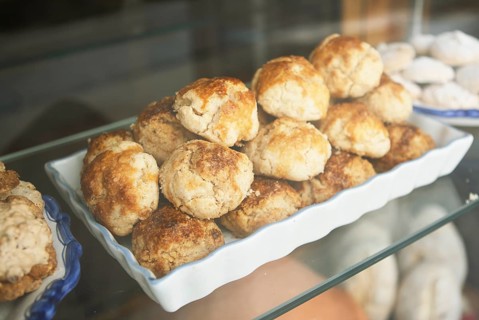 Aceitadas zamoranas or wheat cakes with aniseed oil for sale in the shop window, a speciality from