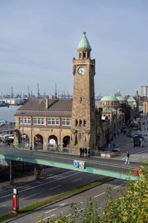 Clock tower, Landungsbrücken, St. Pauli, Hamburg, Germany, Europe