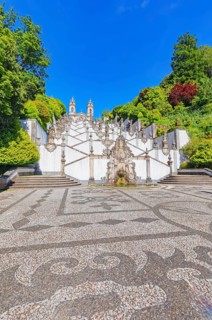Monumental baroque stairway leading Bom Jesus do Monte church, Braga, Minho Province, Portugal,