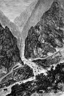 Railway subway under a tributary of the Fiume Tagliamento, part of the Tauern railway, mountain