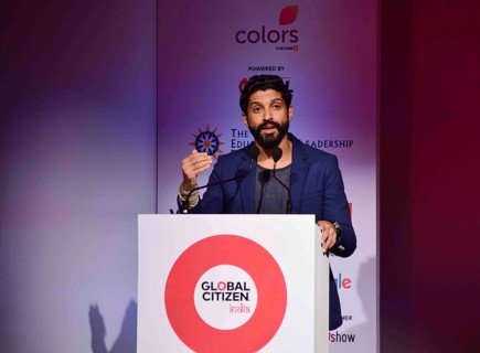 Bollywood actor Farhan Akhtar press conference launch Global Citizen Festival Global Education