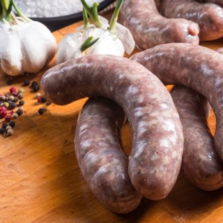 Home-made white sausage out pigs and calf meat