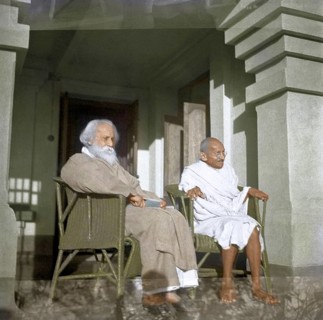 Mahatma Gandhi with Rabindranath Tagore, Santiniketan, West Bengal, India, Asia, February 18, 1940,