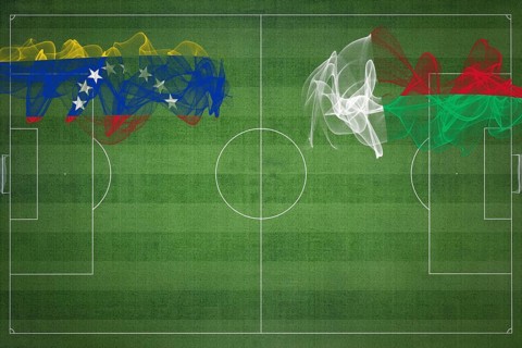 Venezuela vs Madagascar Soccer Match, national colors, national flags, soccer field, football game,