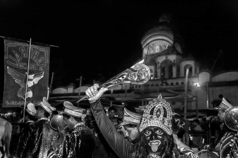 Woman as Kalimata fancy dress, Kolkata, West Bengal, India, Asia