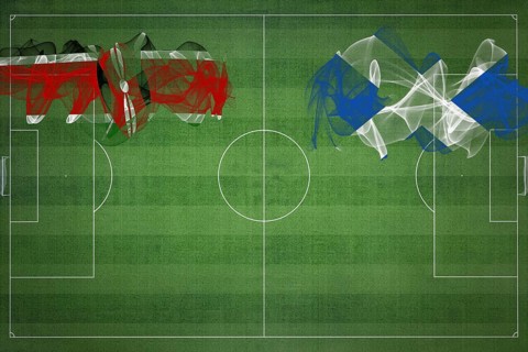 Kenya vs Scotland Soccer Match, national colors, national flags, soccer field, football game,