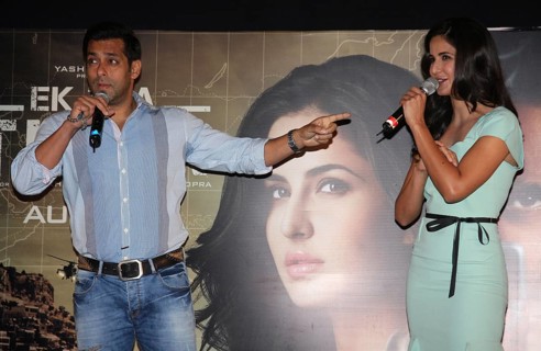Bollywood actors Salman Khan Katrina Kaif during launch first song their upcoming film Ek Tha Tiger