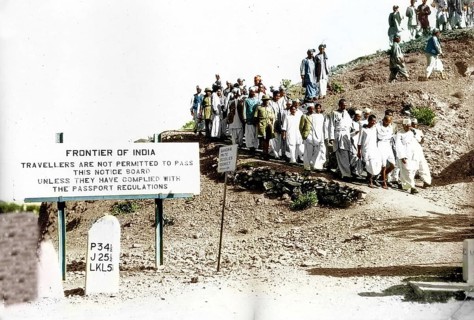 Mahatma Gandhi and entourage at Frontier border, India, Asia, May 5, 1938, Asia