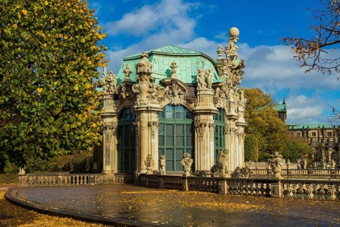 The world-famous Dresden Zwinger in autumn